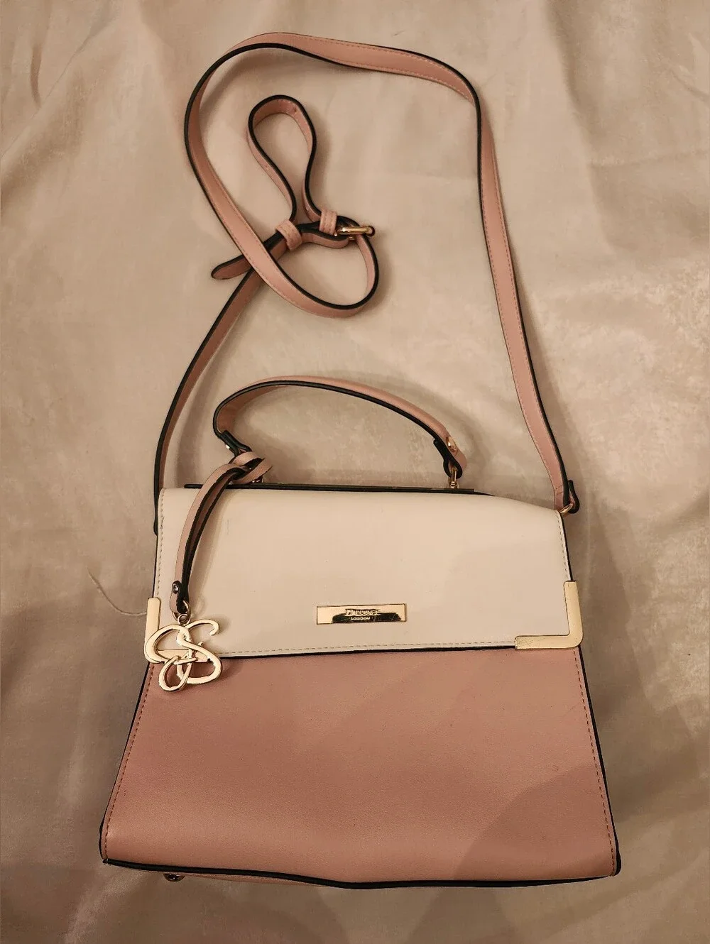 Dune London Blush Pink and Cream Top-Handle Satchel